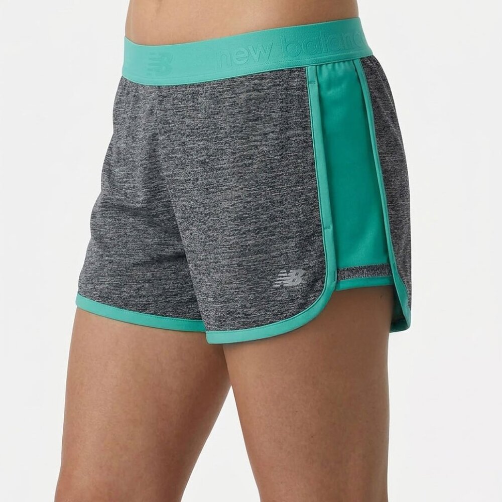 New Balance Performance Shorts Activewear Summer Stretch Casual Grey Turquoise